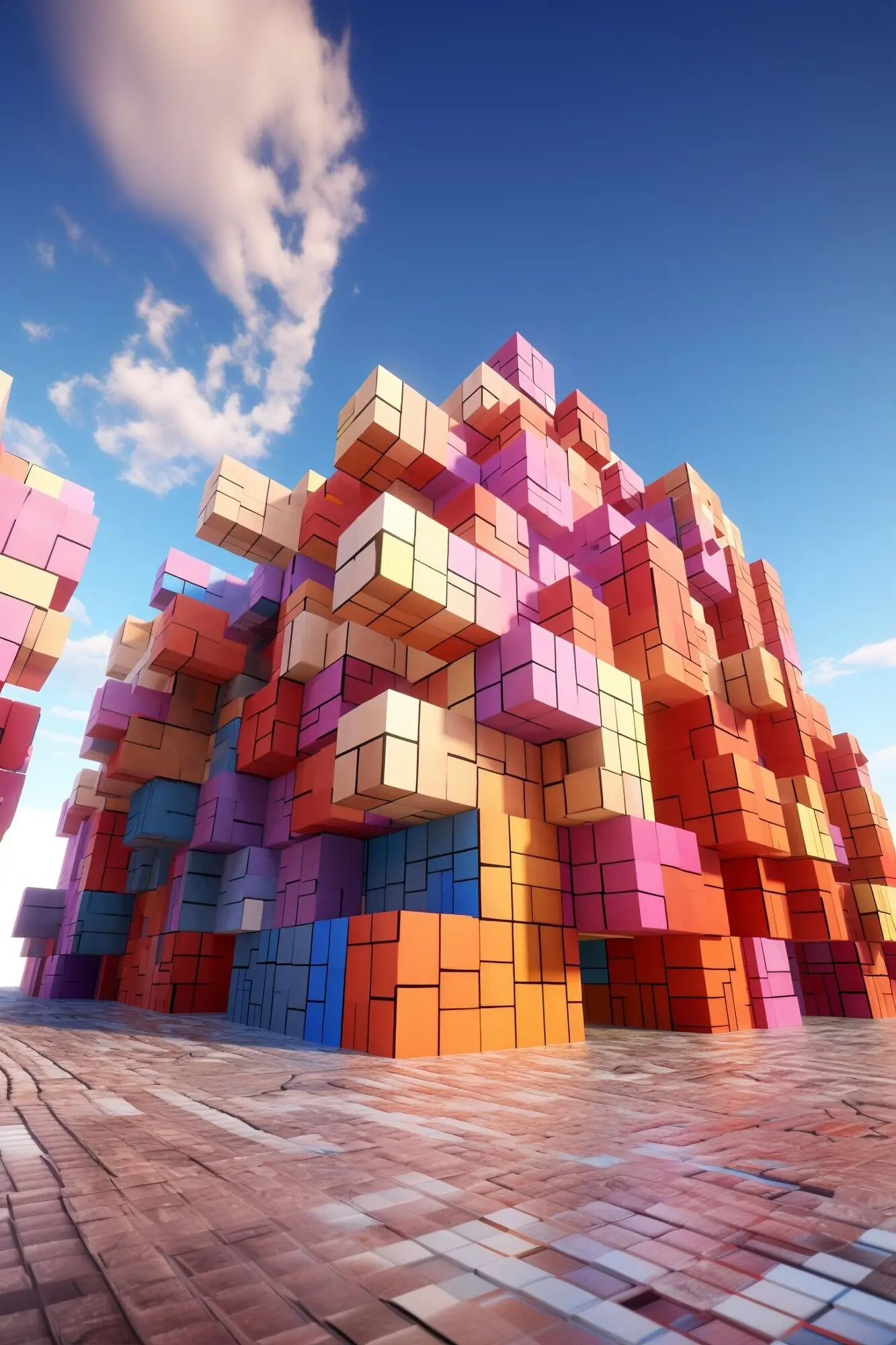 Dreidimensionale Darstellung eines abstrakten Gebäudes